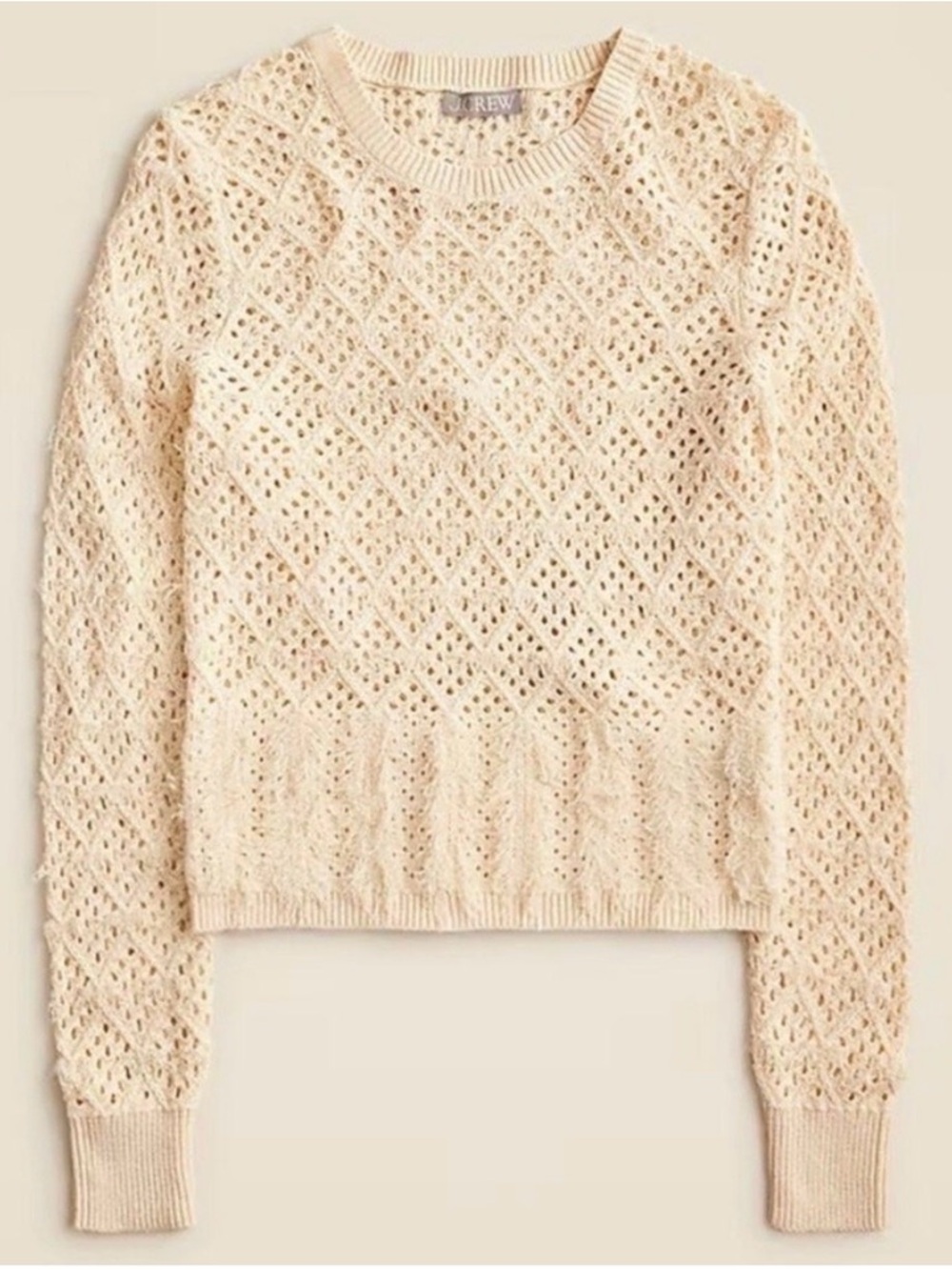 J. Crew Pointelle Crewneck Sweater with Fringe❤️